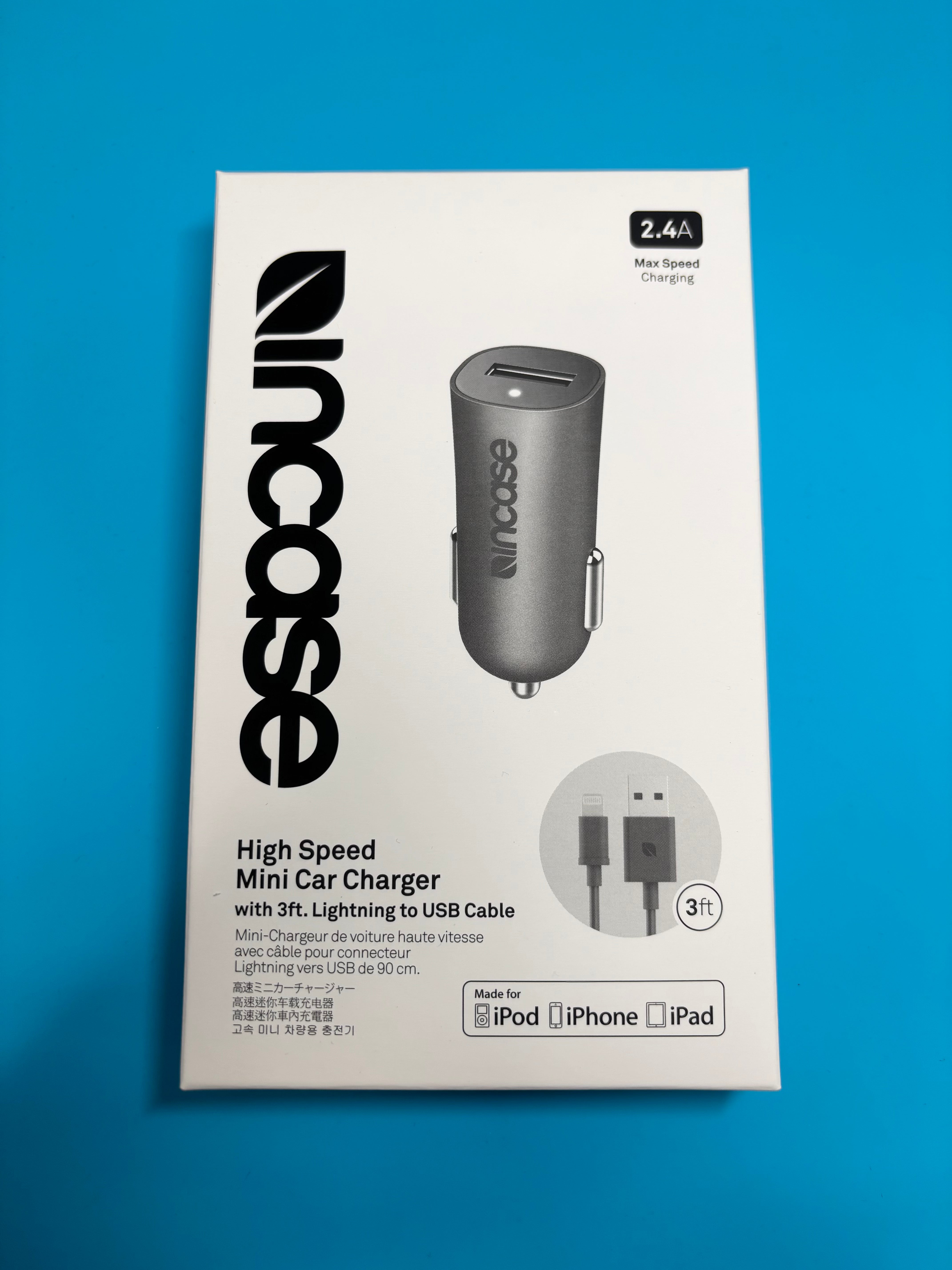 Incase High Speed Mini Car Charger With 3FT Lightning to USB Cable