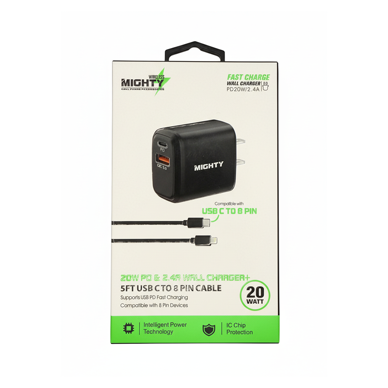 Mighty Fast Wall Charger Type-A to Lightning Cable