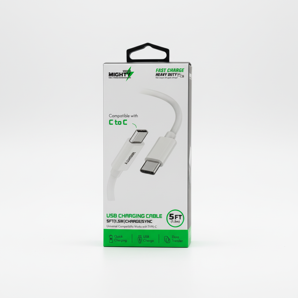 USB Charging Cable Type-C to Type-C white