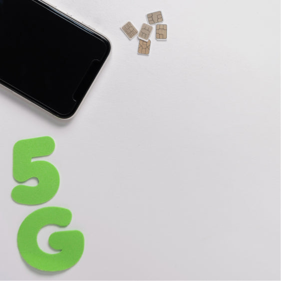 Smartphone with '5G' label and SIM cards with gold and VIP mobile number