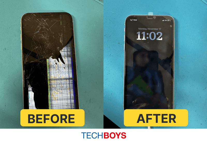techboys - phone repair - before and after photo