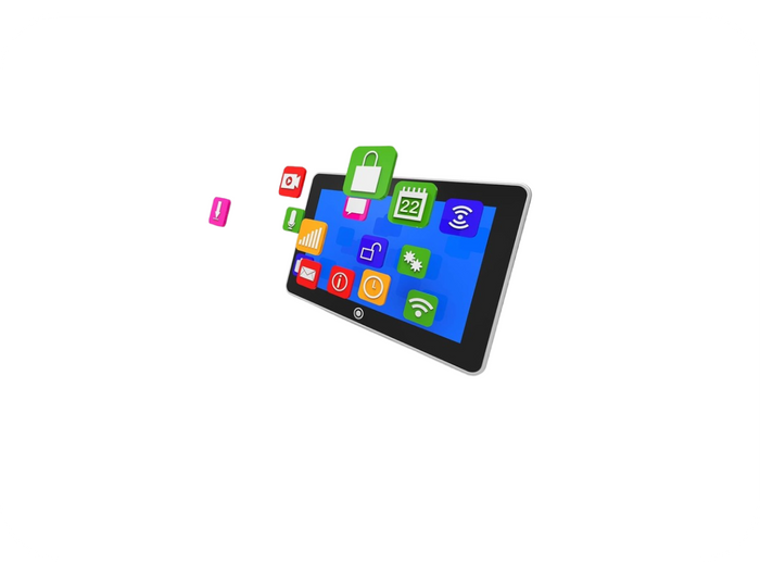 Tablet screen with app icons